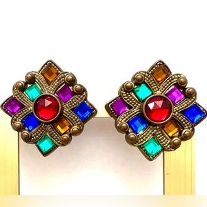Vintage colorful lightweight clip on earrings